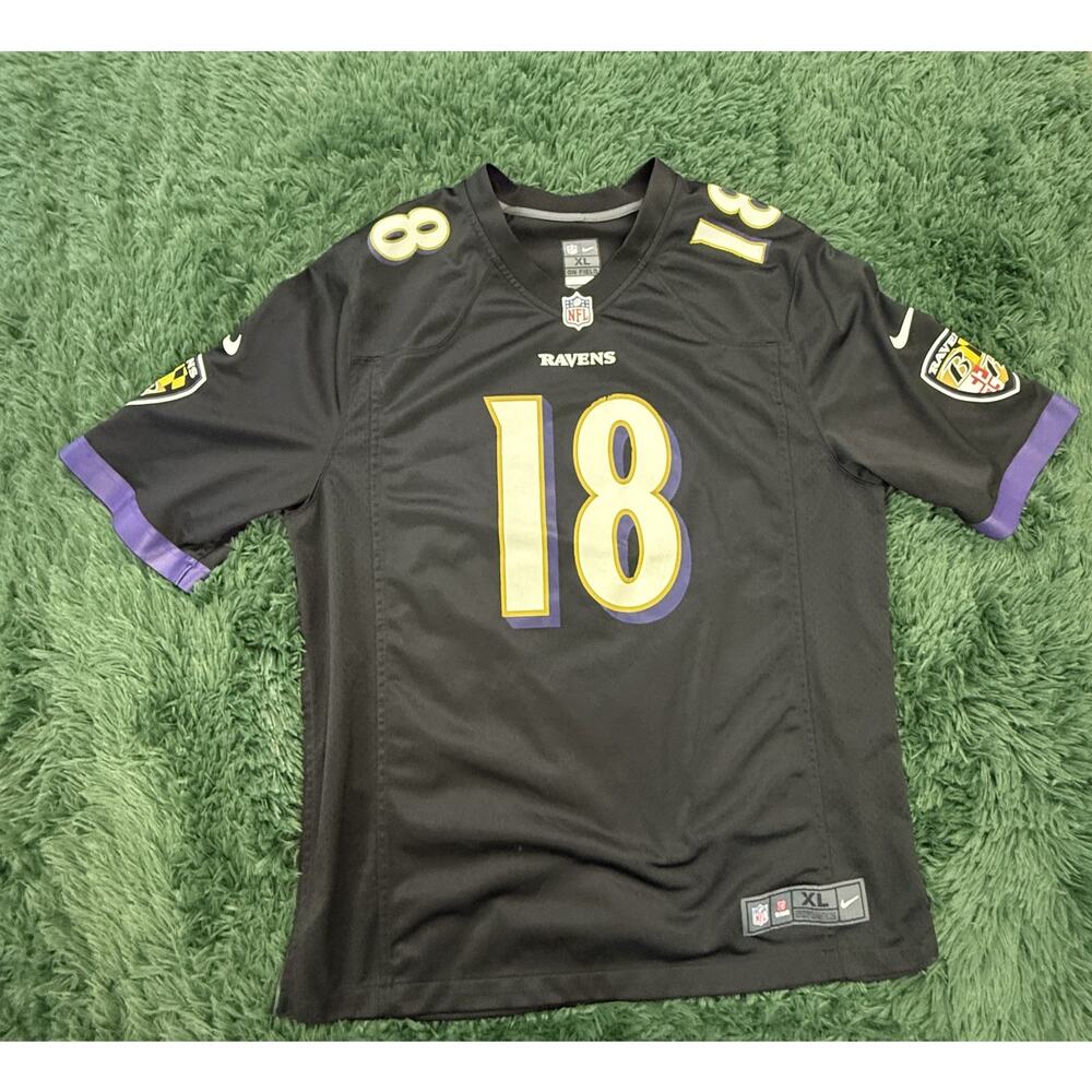 Nike Baltimore Ravens #18 Smith NFL Football Jersey Men's XL Black Purple Gold